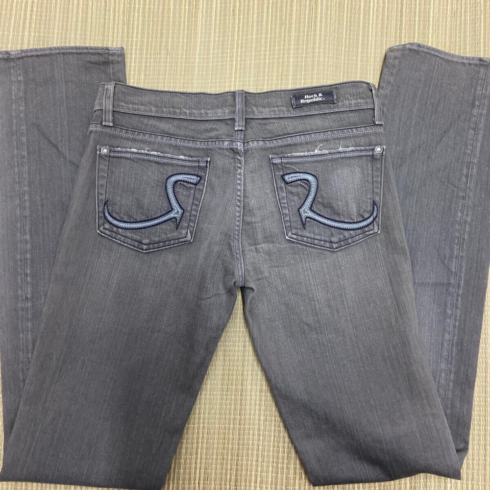 Womens Rock & Republic Denim Grey Straight Bootcut Leg 27